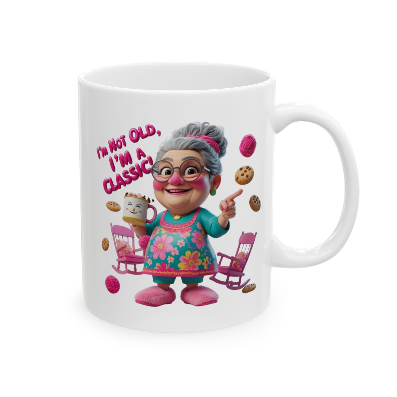 “I’m Not Old, I’m a Classic!” – Funny Cartoon Granny Mug - Image 4