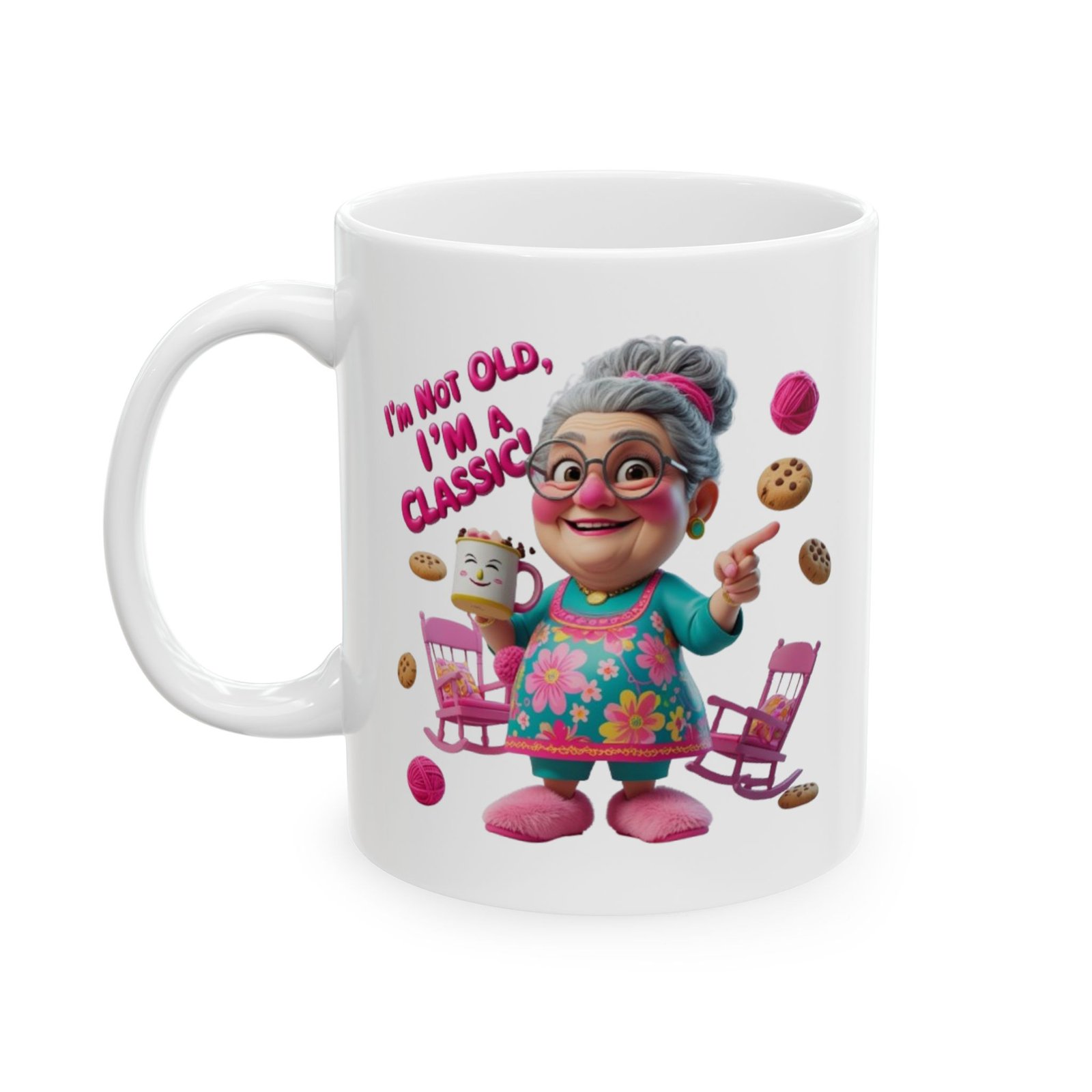 “I’m Not Old, I’m a Classic!” – Funny Cartoon Granny Mug