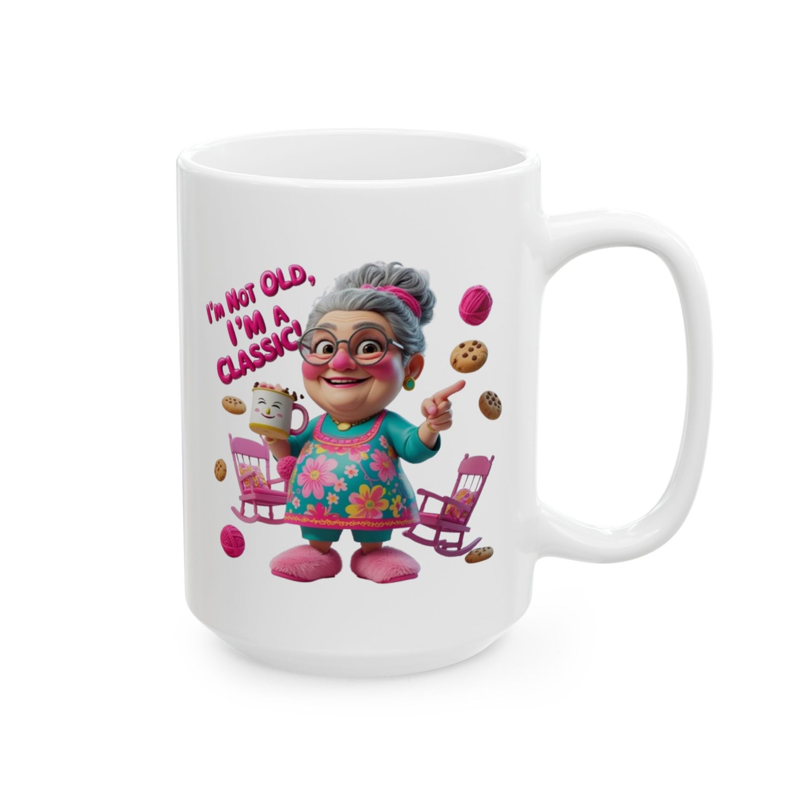 “I’m Not Old, I’m a Classic!” – Funny Cartoon Granny Mug - Image 8